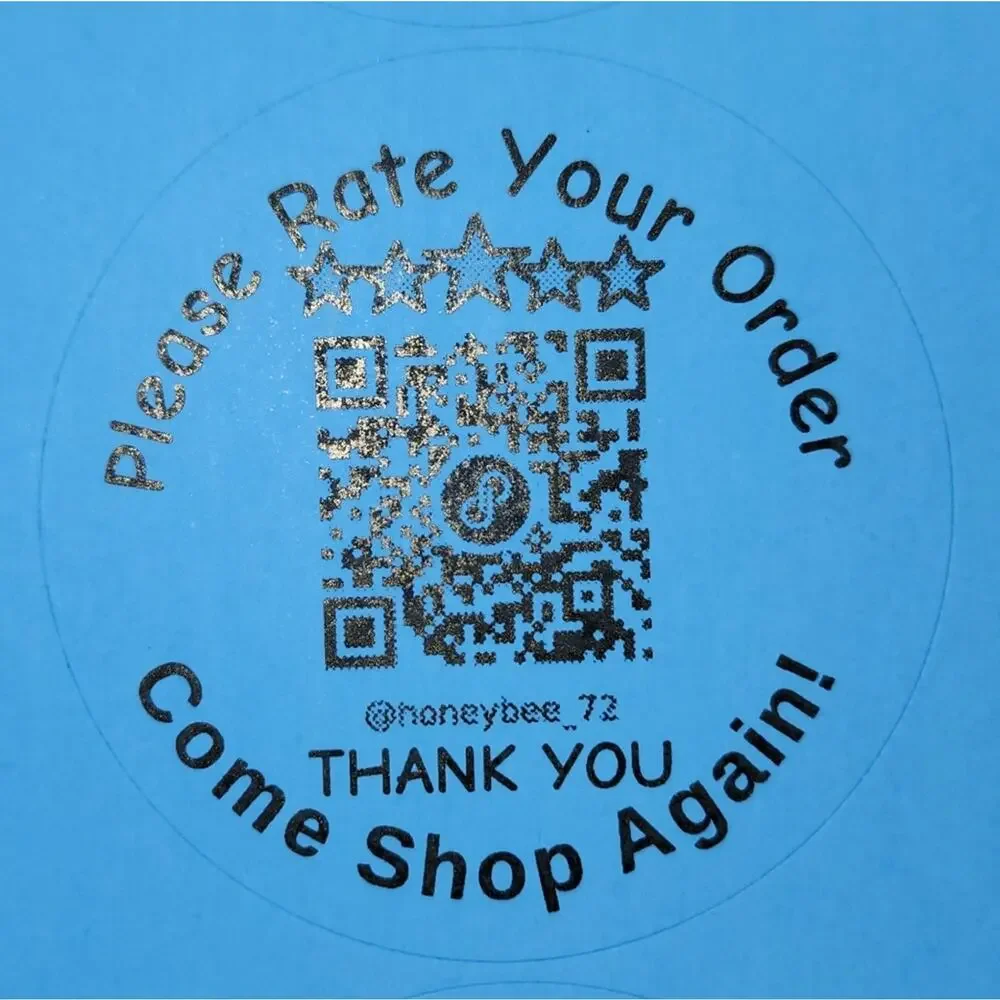 QR Labels NEON Thank You / Rate Your Order - Set of 48 - 2 sheets of 24 NWT